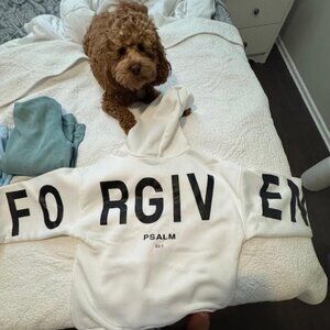 White Hoodie with "Forgiven" across back